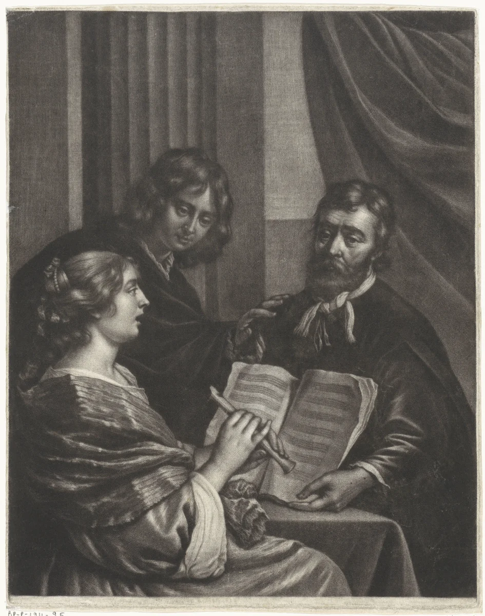 Fluitspeelster by Wallerant Vaillant, print, 1658-1677