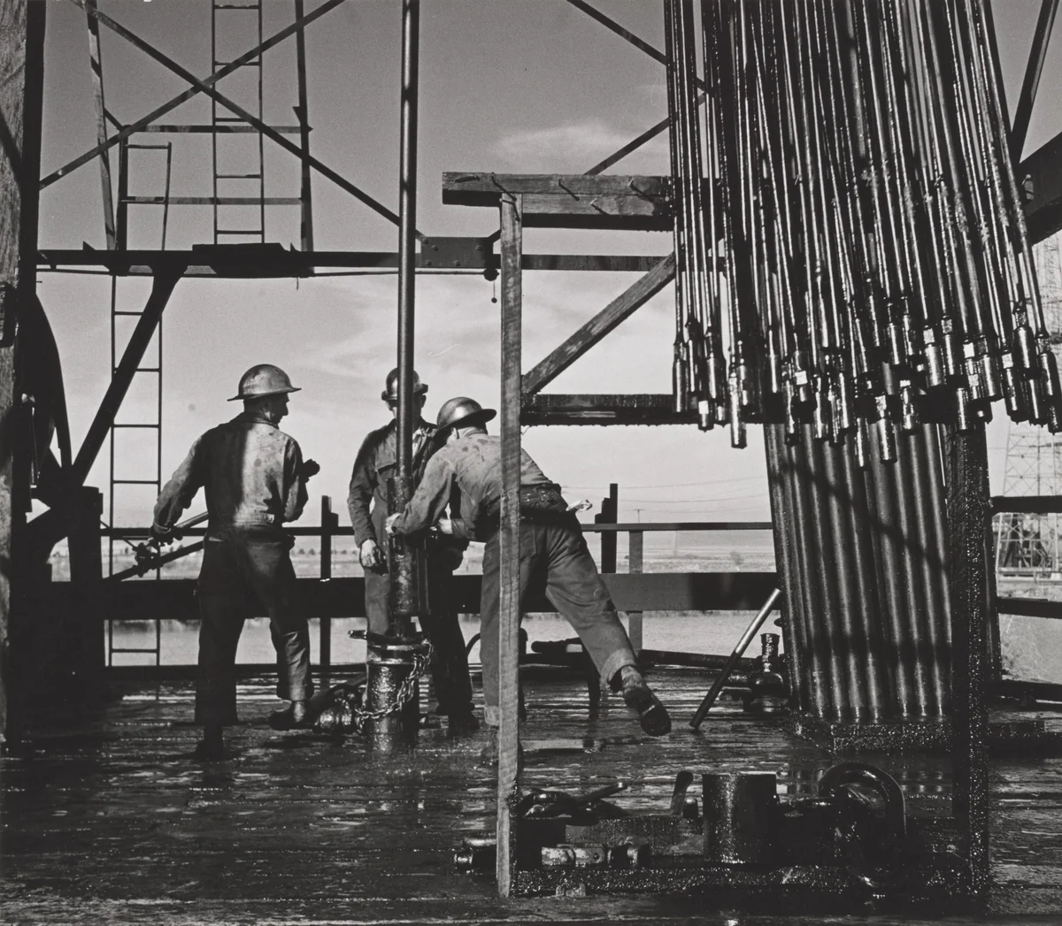 Pulling Tubing - Oil Well by Clarence Lincoln Block, photograph, 1939