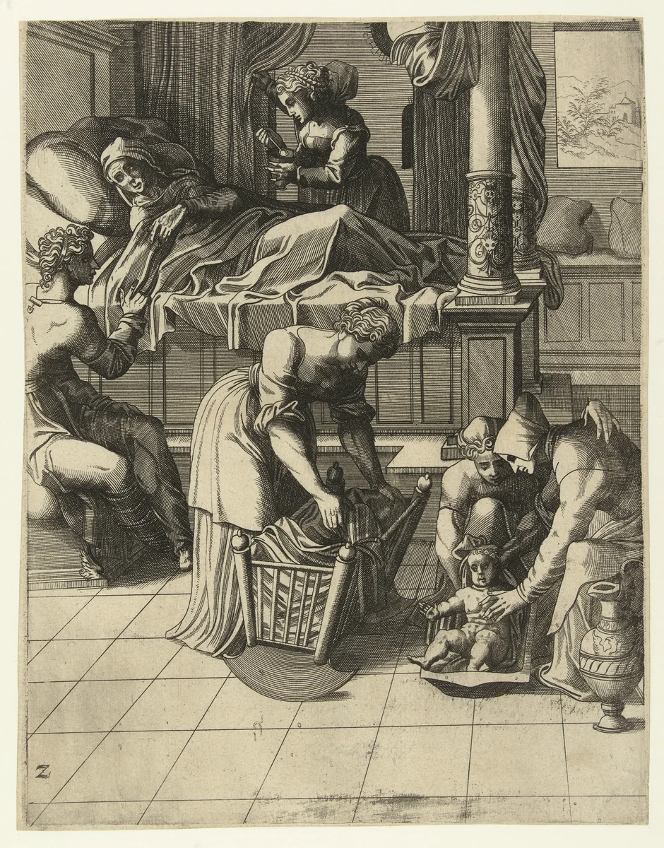 Geboorte van Johannes de Doper by Unknown, print, 1553-1558
