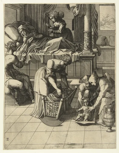 Geboorte van Johannes de Doper by Unknown, print, 1553-1558