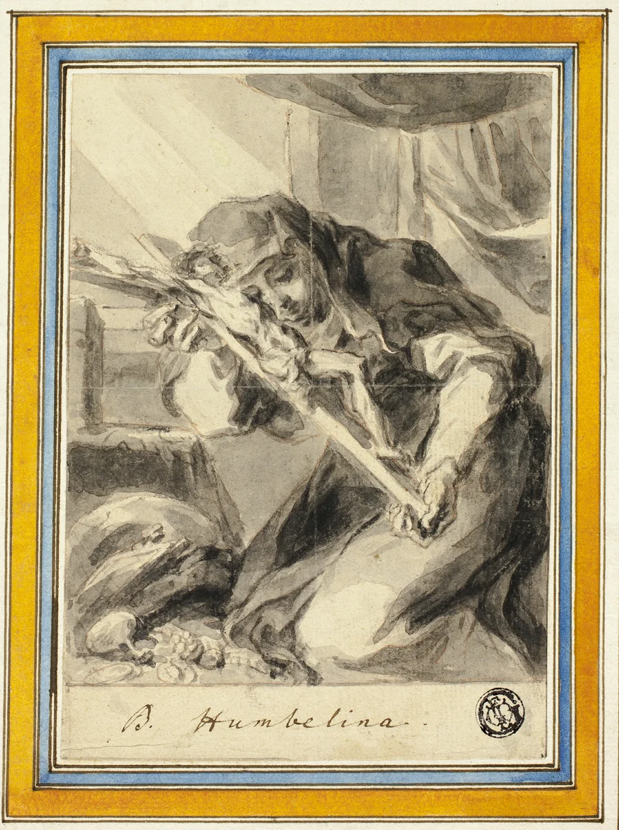 Beata Humbelina with Crucifix by Johann Christoph Lischka, drawing, 1695-1705