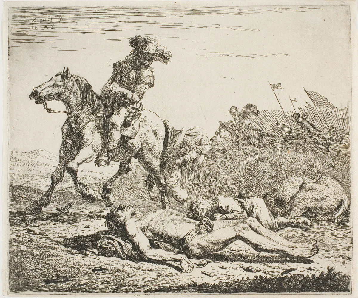 The Battlefield by Karel Dujardin, print, 1652