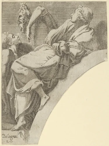 Melpomene, from "Twelve Muses and Goddesses" by Léon Davent, print, 1535-1550