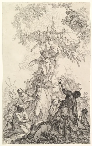 The Ascension of Christ by Johann Ignatz Zimbal, print, 1745-1755