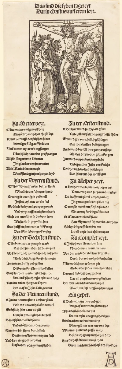 Christ on the Cross with Mary and Saint John by Albrecht Dürer, print, 1510