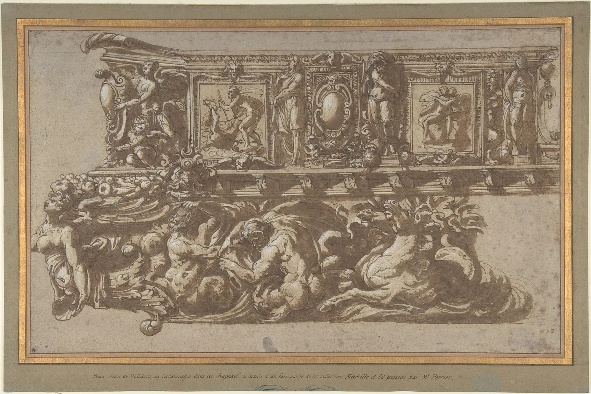 Design for a Festival Float or Barge by Perino del Vaga, drawing, 1525-1535