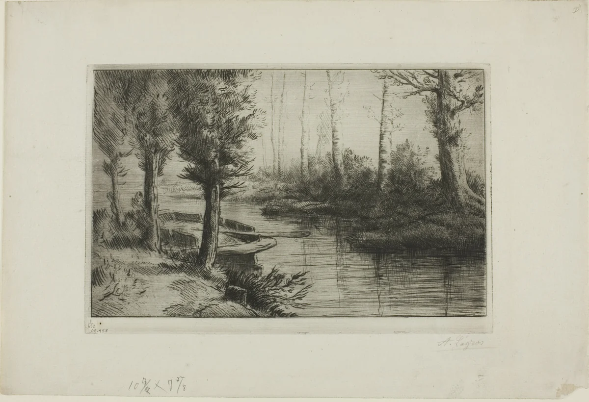 The Canal: Morning by Alphonse Legros, print, 1872-1882