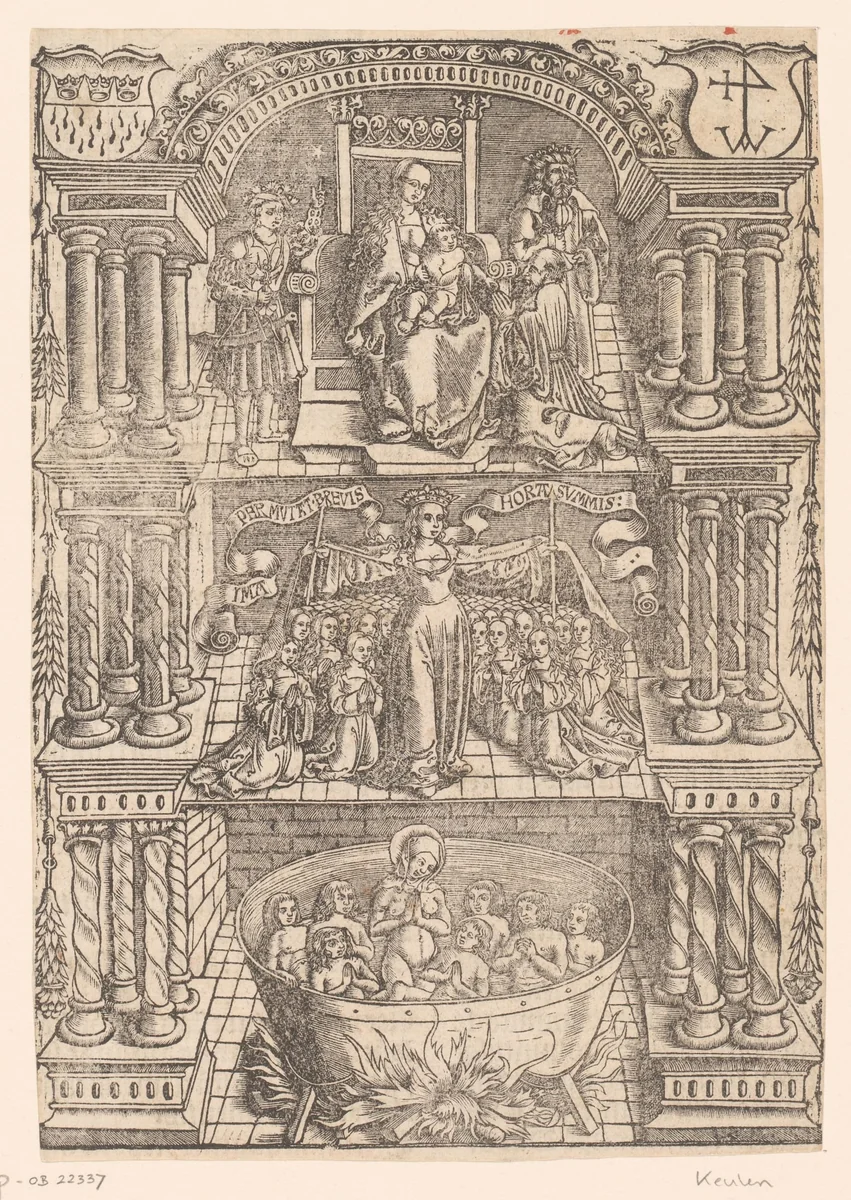 Drie heilige vrouwen by anonymous, print, 1500-1550