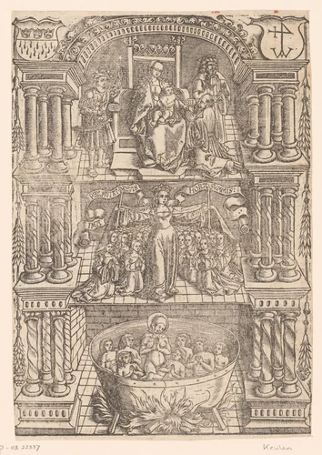 Drie heilige vrouwen by anonymous, print, 1500-1550