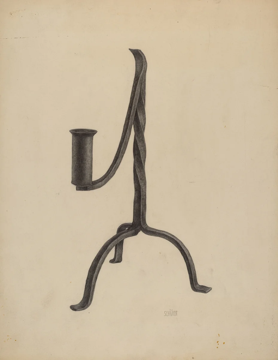 Three Legged Candlestick by William Schmidt, index of american design, 1938