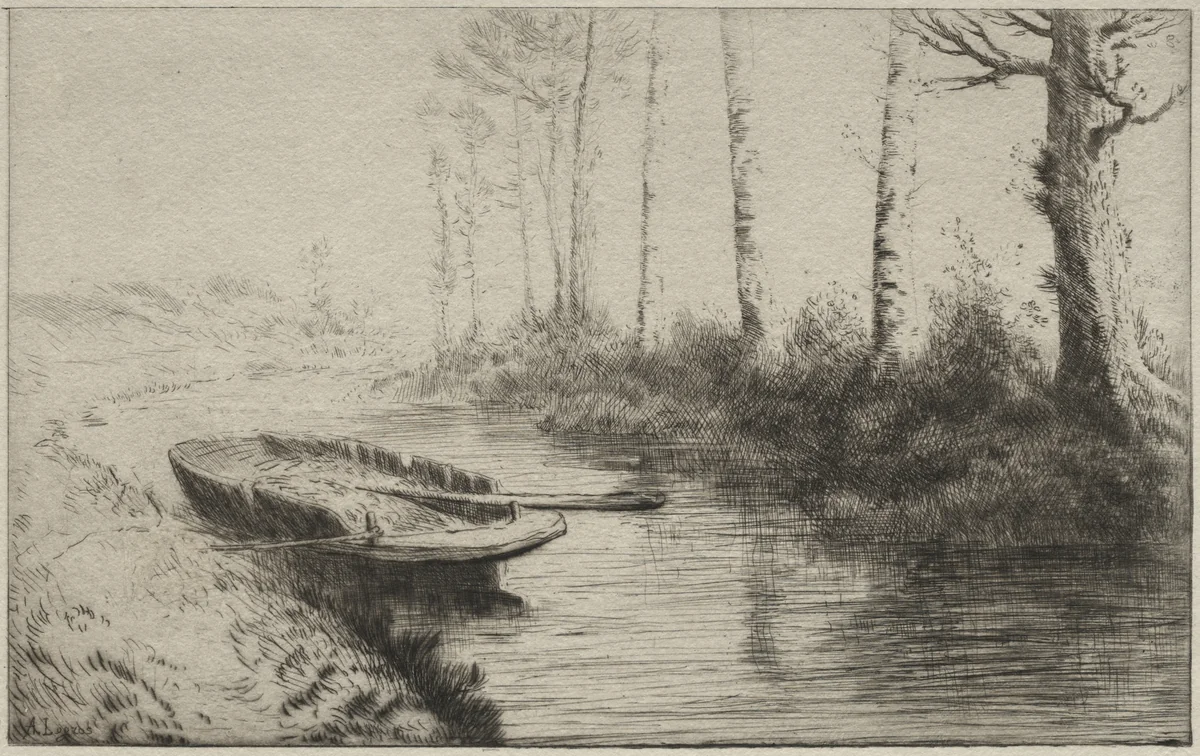 The Canal, Morning by Alphonse Legros, print, 1857-1911