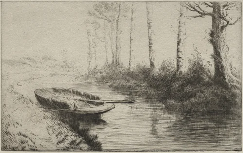 The Canal, Morning by Alphonse Legros, print, 1857-1911