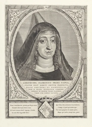 Portret van Geertruida van Saksen by Cornelis Visscher, print, 1650