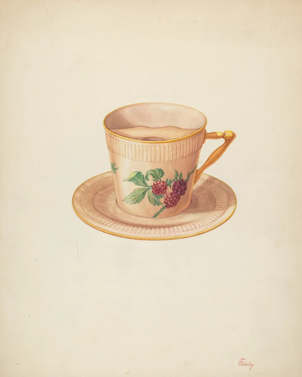 Moustache Cup and Saucer by Hal Blakeley, index of american design, 1940