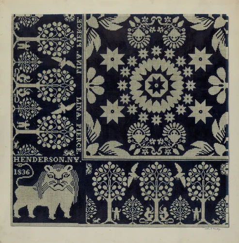 Tyler Coverlet (Section) by Arthur G. Merkley, index of american design, 1935-1942