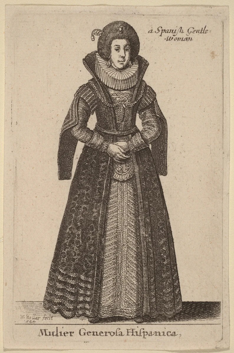 Mulier Generosa Hispanica (Spanish Gentlewoman) by Wenceslaus Hollar, print, 1644