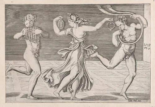 Dance of Fauns and Bacchants, from "Speculum Romanae Magnificentiae" by anonymous, print, 1518