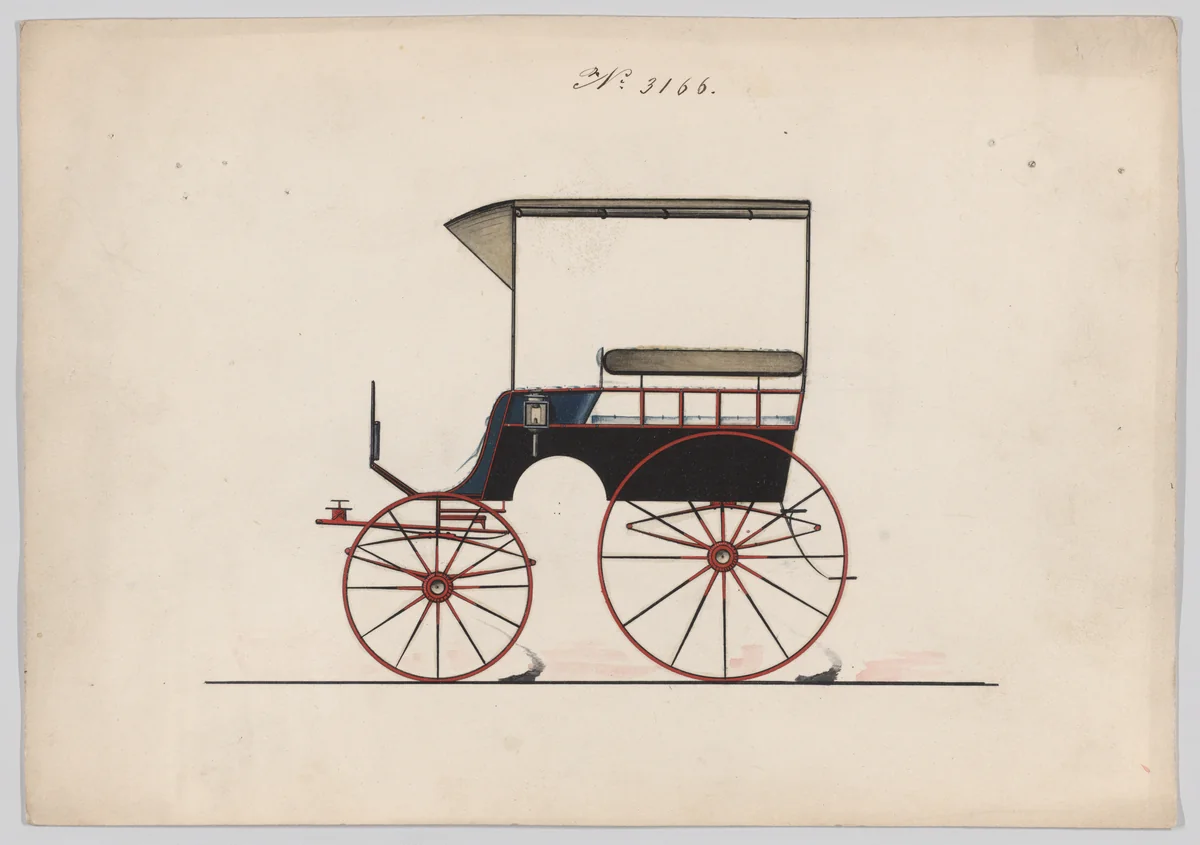 Design for Canopy Top Omnibus or Wagonette, no. 3166 by Brewster & Co., drawing, 1875