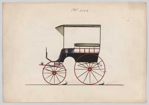 Design for Canopy Top Omnibus or Wagonette, no. 3166 by Brewster & Co., drawing, 1875