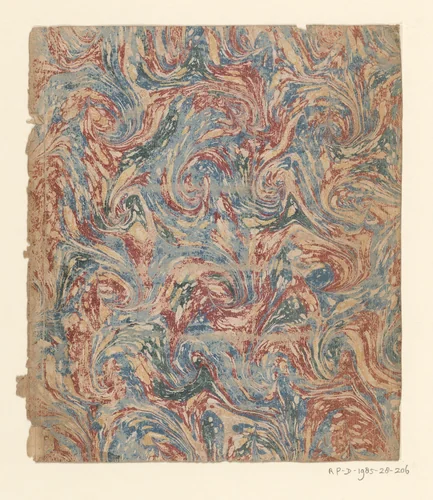 Spiralenmarmer in blauw, rood, geel en groen by anonymous, other, 1700-1850