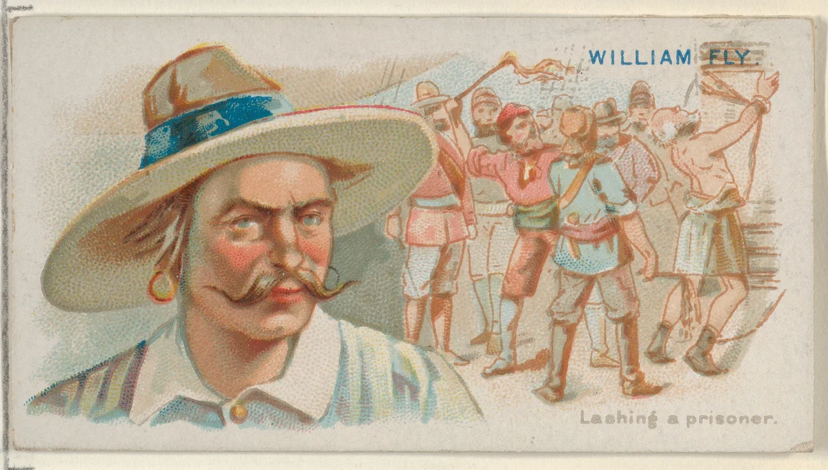 William Fly, Lashing a Prisoner, from the Pirates of the Spanish Main series (N19) for Allen & Ginter Cigarettes by Allen & Ginter, print, 1886-1891