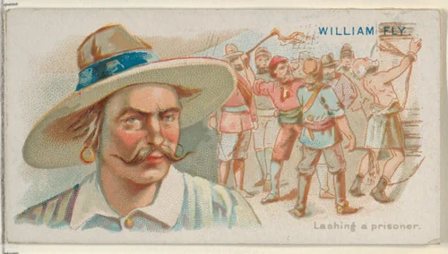 William Fly, Lashing a Prisoner, from the Pirates of the Spanish Main series (N19) for Allen & Ginter Cigarettes by Allen & Ginter, print, 1886-1891