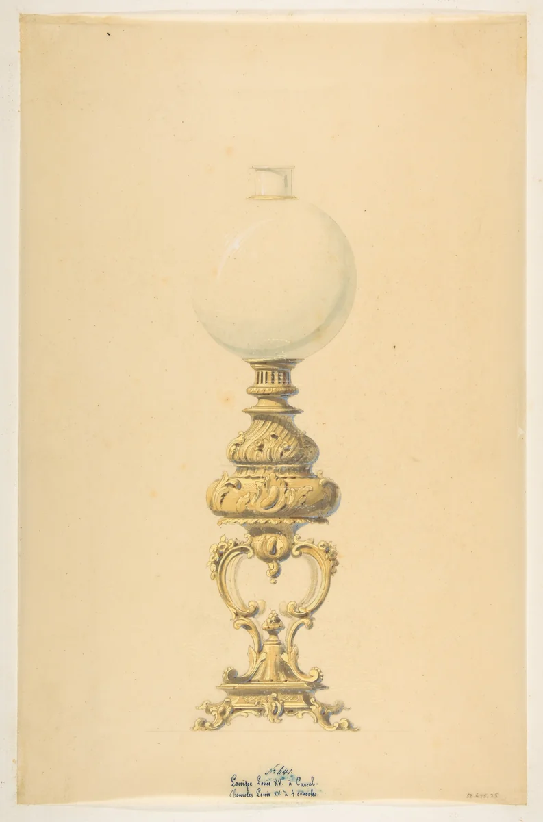 Design for an Oil Lamp by anonymous, drawing, 1800-1899