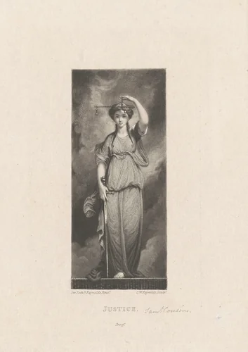 Justice by Samuel William Reynolds I; Sir Joshua Reynolds, print, 1773-1835
