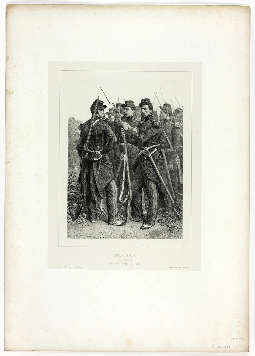 Sappers, from Souvenirs d’Italie: Expédition de Rome by Denis Auguste Marie Raffet, print, 1853
