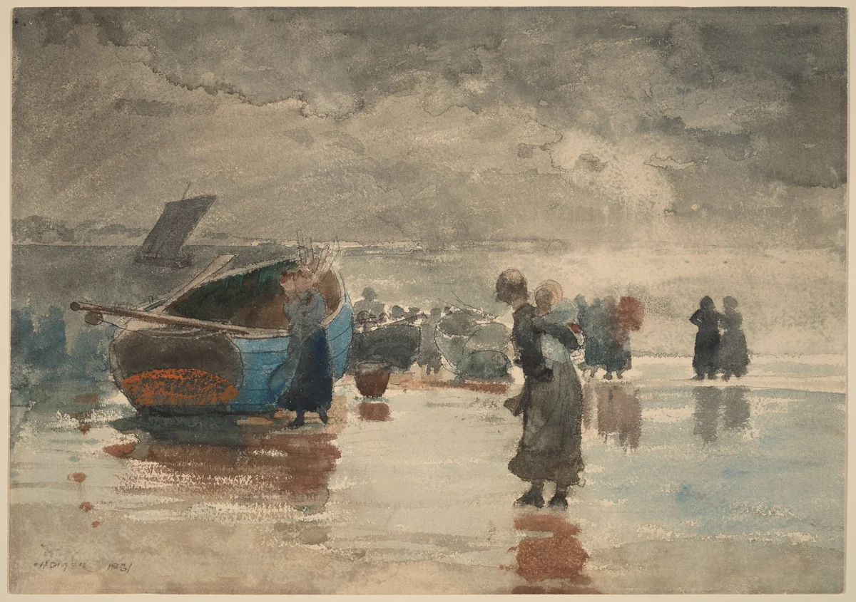 On the Sands by Winslow Homer, drawing, 1881