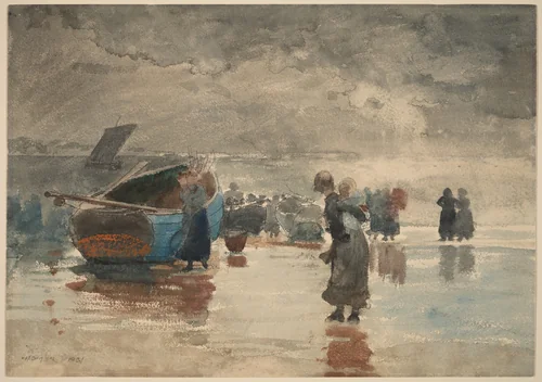 On the Sands by Winslow Homer, drawing, 1881