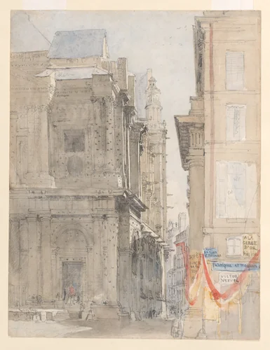 St. Eustache, Paris by David Cox, drawing, 1829