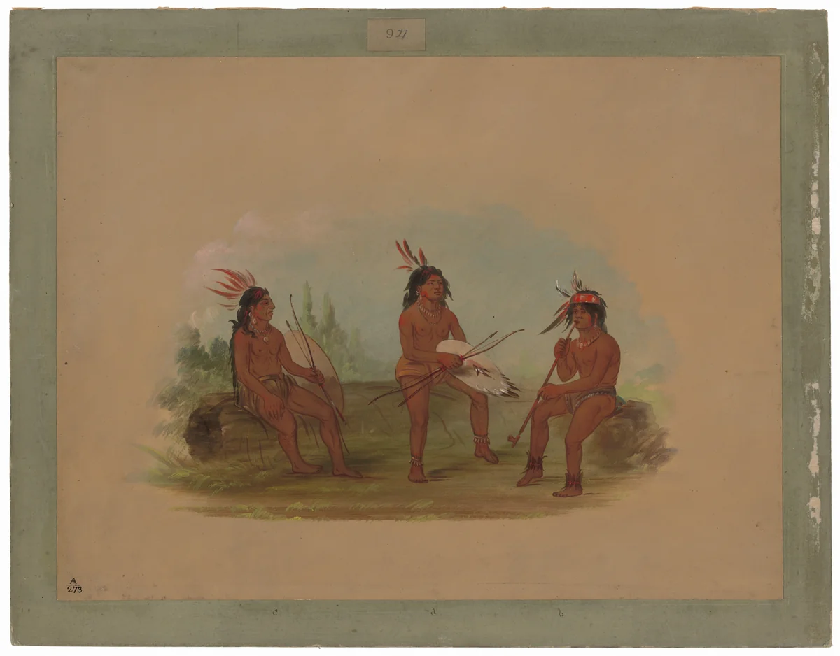 Three Young Chinook Men by George Catlin, painting, 1855-1869
