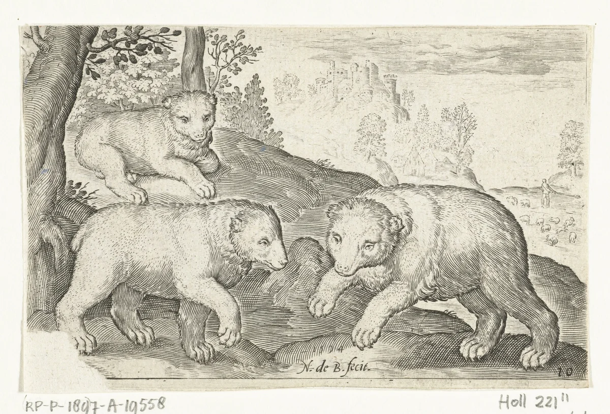 Drie beren by Unknown, print, 1594