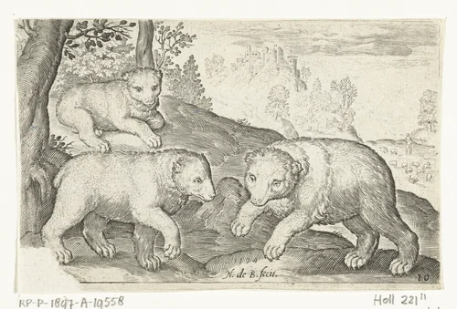 Drie beren by Unknown, print, 1594