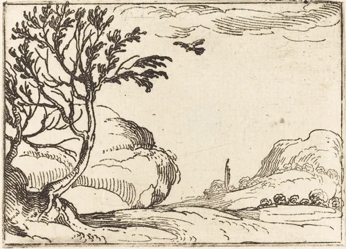 Turtle Dove Flying in the Desert by Jacques Callot, print, 1592-1635