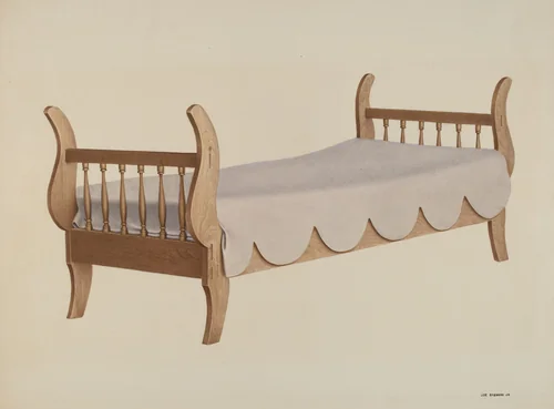 Sleigh Bed by Joe Brennan, index of american design, 1940