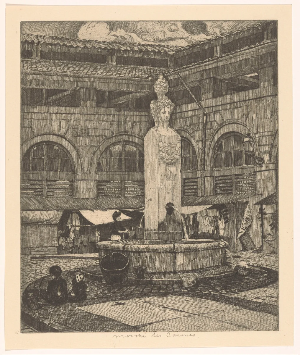 Marché des Carmes in Parijs by Martin Monnickendam, print, 1896