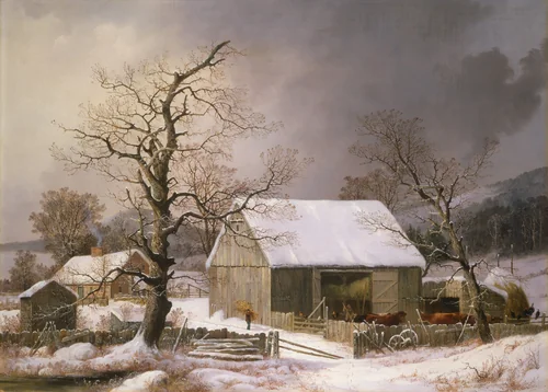 Winter in the Country by George Henry Durrie, painting, 1859