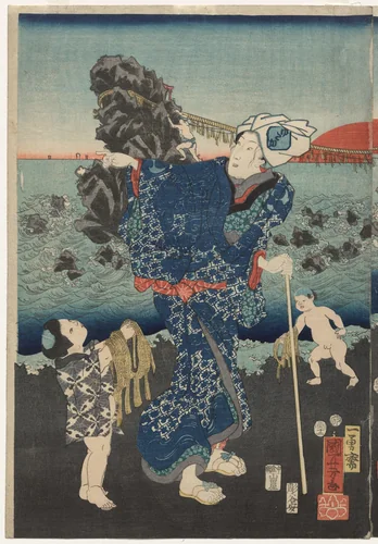 Splendid View at Futamigaura Bay by Utagawa Kuniyoshi (歌川國芳), print, 1854