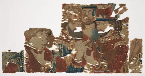 Busts of Achilles, Agamemnon, and Hector in Conference (from Scenes from The Story of The Trojan War) by Pasquier Grenier, textile, 1467-1493