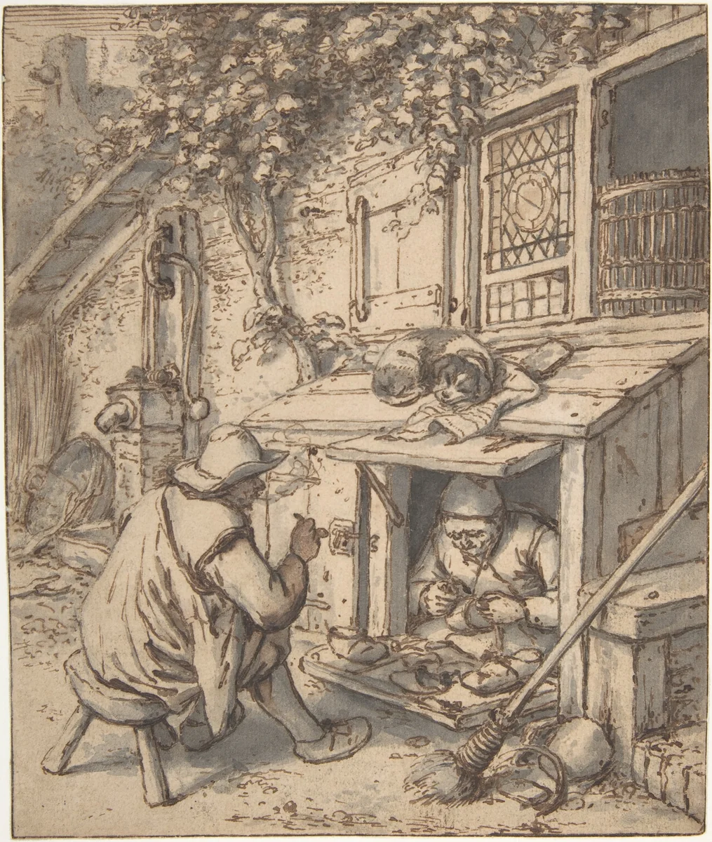 The Cobbler by Adriaen van Ostade, drawing, 1625-1685