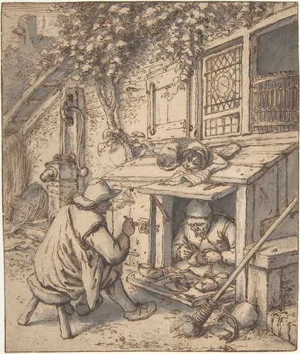 The Cobbler by Adriaen van Ostade, drawing, 1625-1685