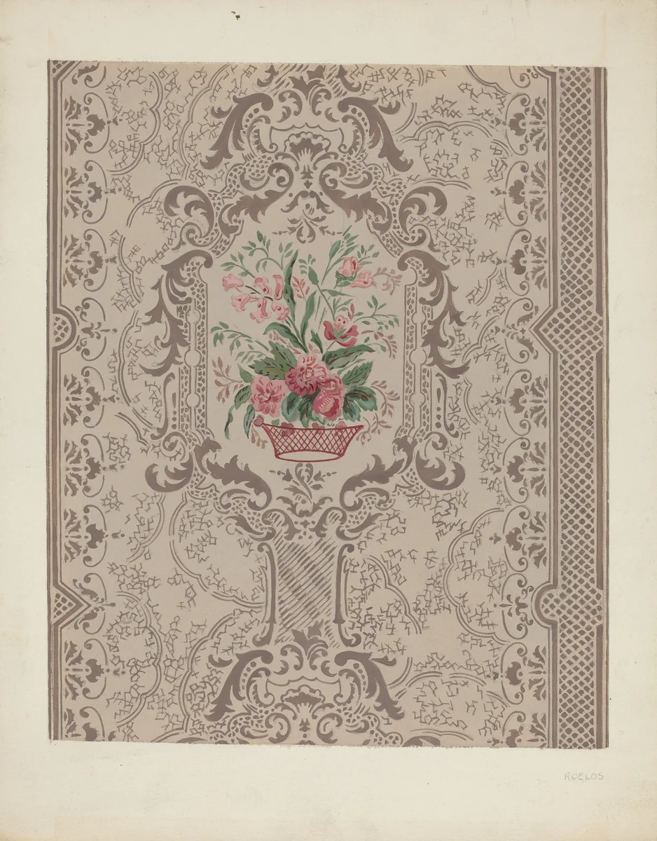 Bandbox (Wall Paper) by Gilbert Sackerman, index of american design, 1939