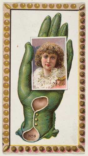 Card Number 6, cut-out from banner advertising the Opera Gloves series (G29) for Allen & Ginter Cigarettes by Allen & Ginter, print, 1885-1895