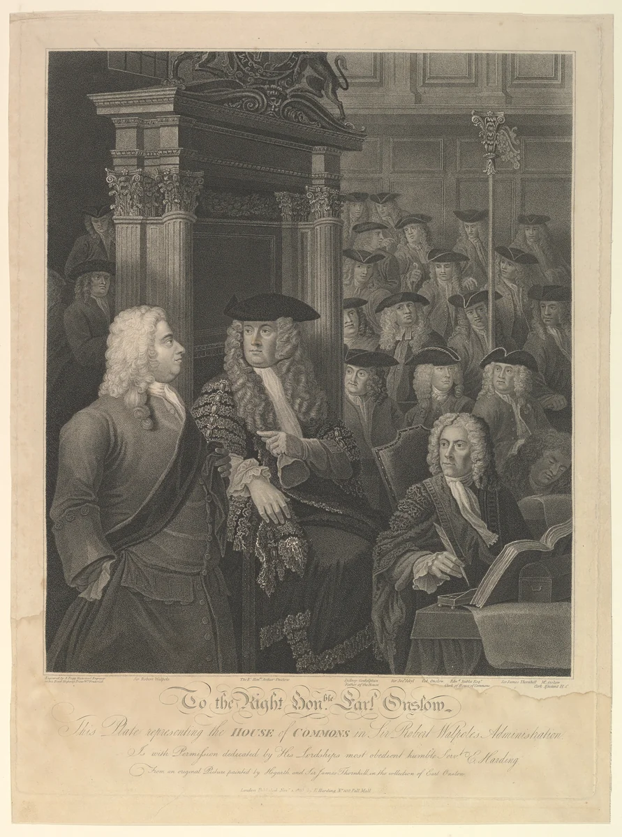 House of Commons - Sir Robert Walpole's Administration by Anthony Fogg, print, 1803