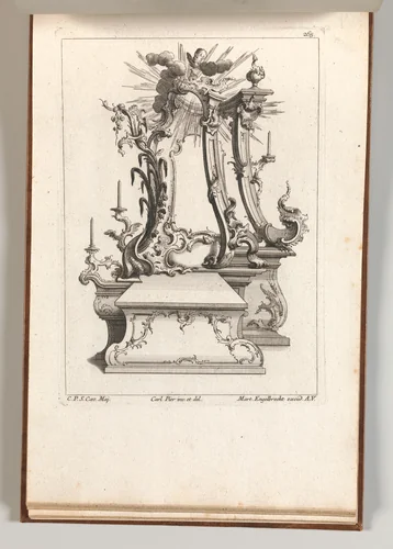 Design for an Altar, Plate 2 from an Untitled Series of Designs for Altars by Jacob Gottlieb Thelot, book, 1745-1755