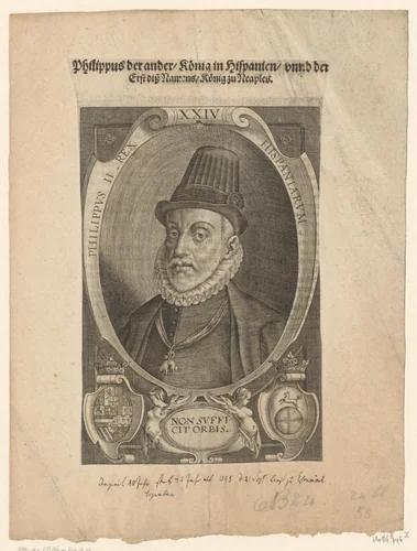 Portret van Filips II, koning van Napels by Lucas Kilian, print, 1589-1624
