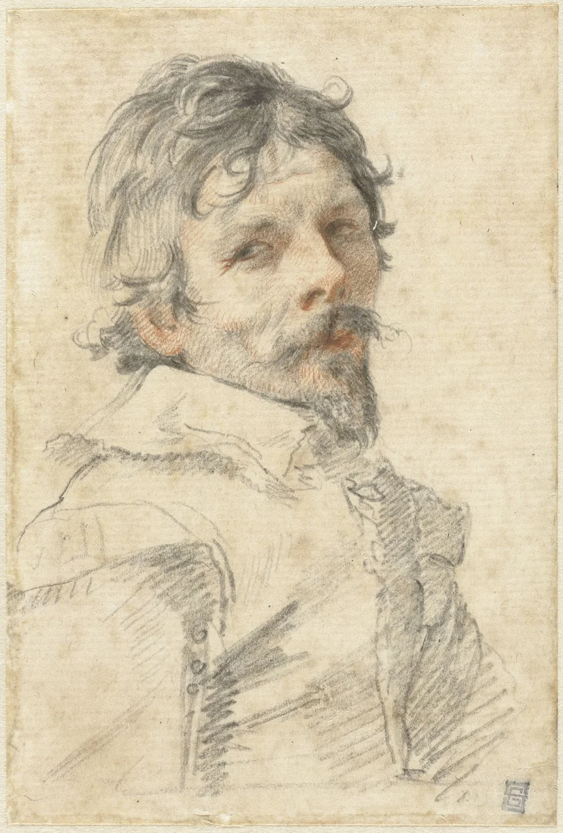 Zelfportret by Claude Mellan, drawing, 1635-1688
