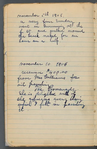 Sketchbook, page 006: Notes by Maurice Prendergast, book, 1905-1910